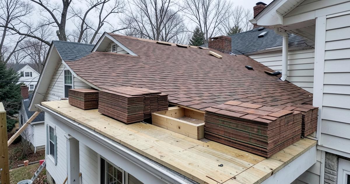 New asphalt shingle roof installation in progress on a Maine home